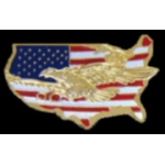 UNITED STATES SHAPE WITH EAGLE PIN USA PIN